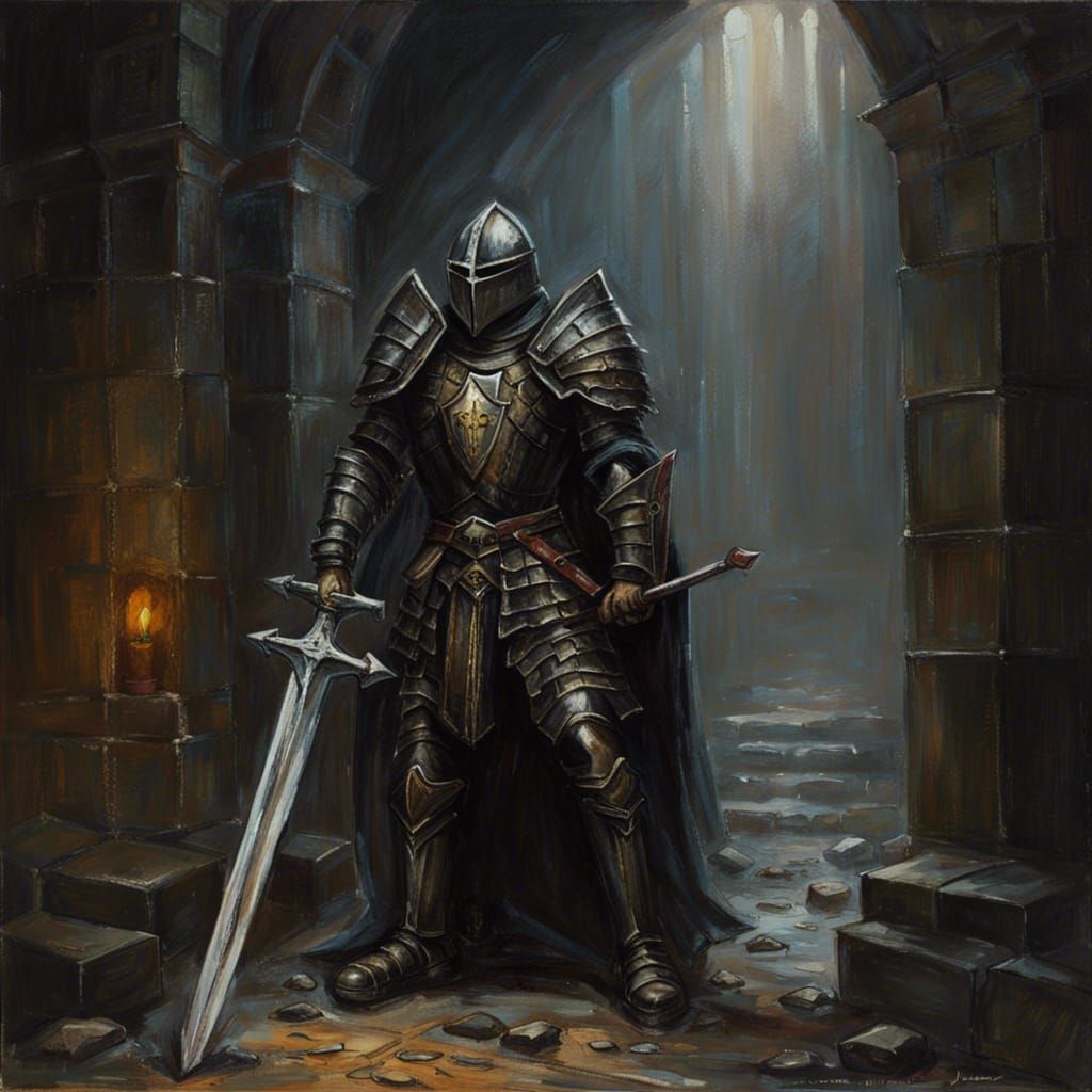 High Gothic Dark Souls Dark Fantasy Paladin Knight wearing a...