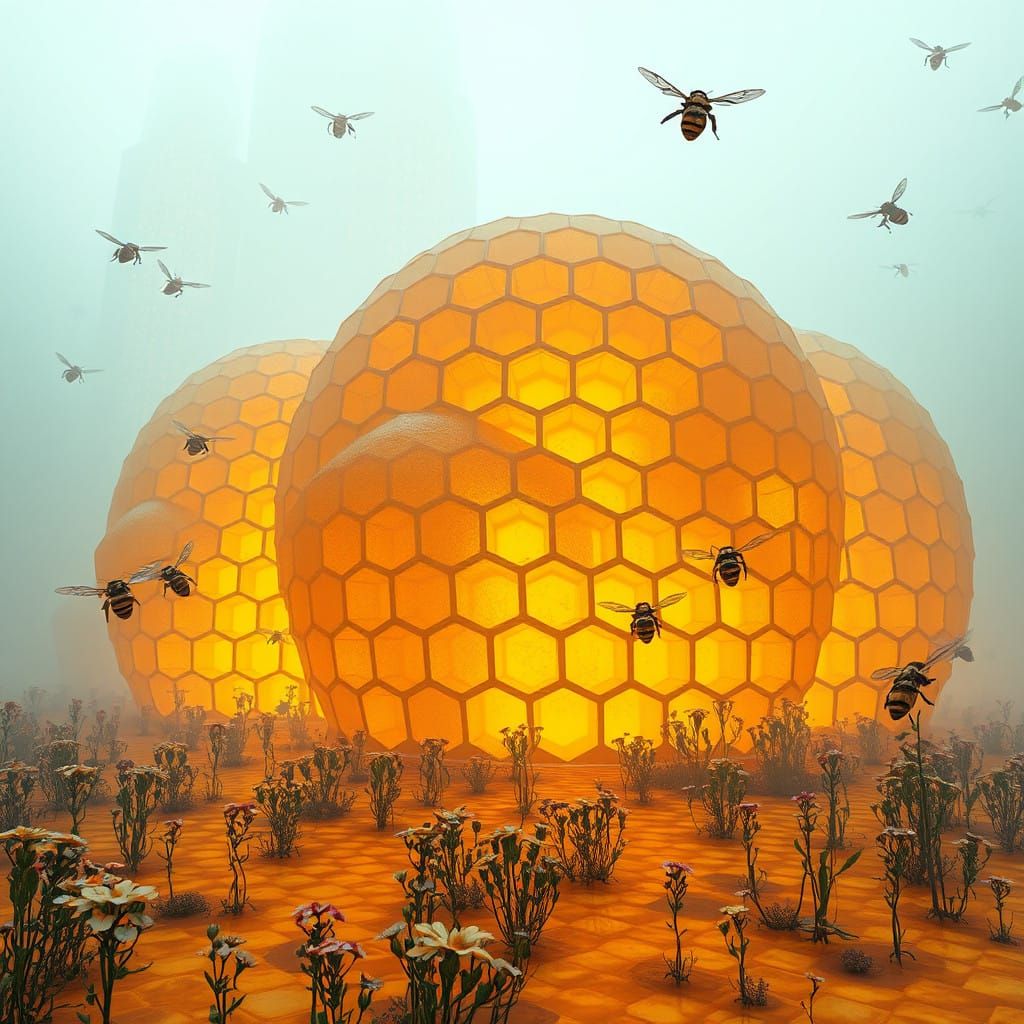 The Golden Hive - A Geometric Masterpiece  by @k_pop_hal_abeoji