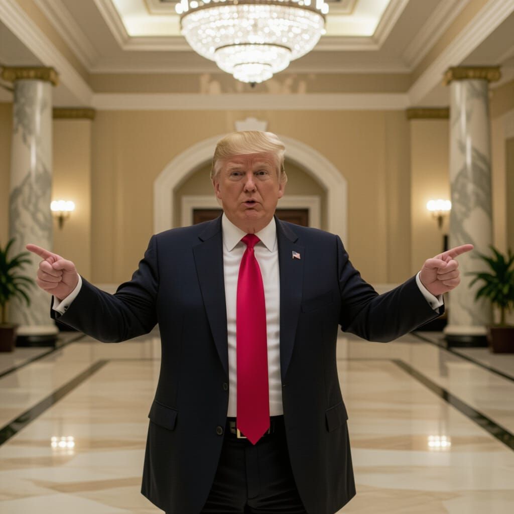 Trump is confused. He is pointing in many directions at once.
