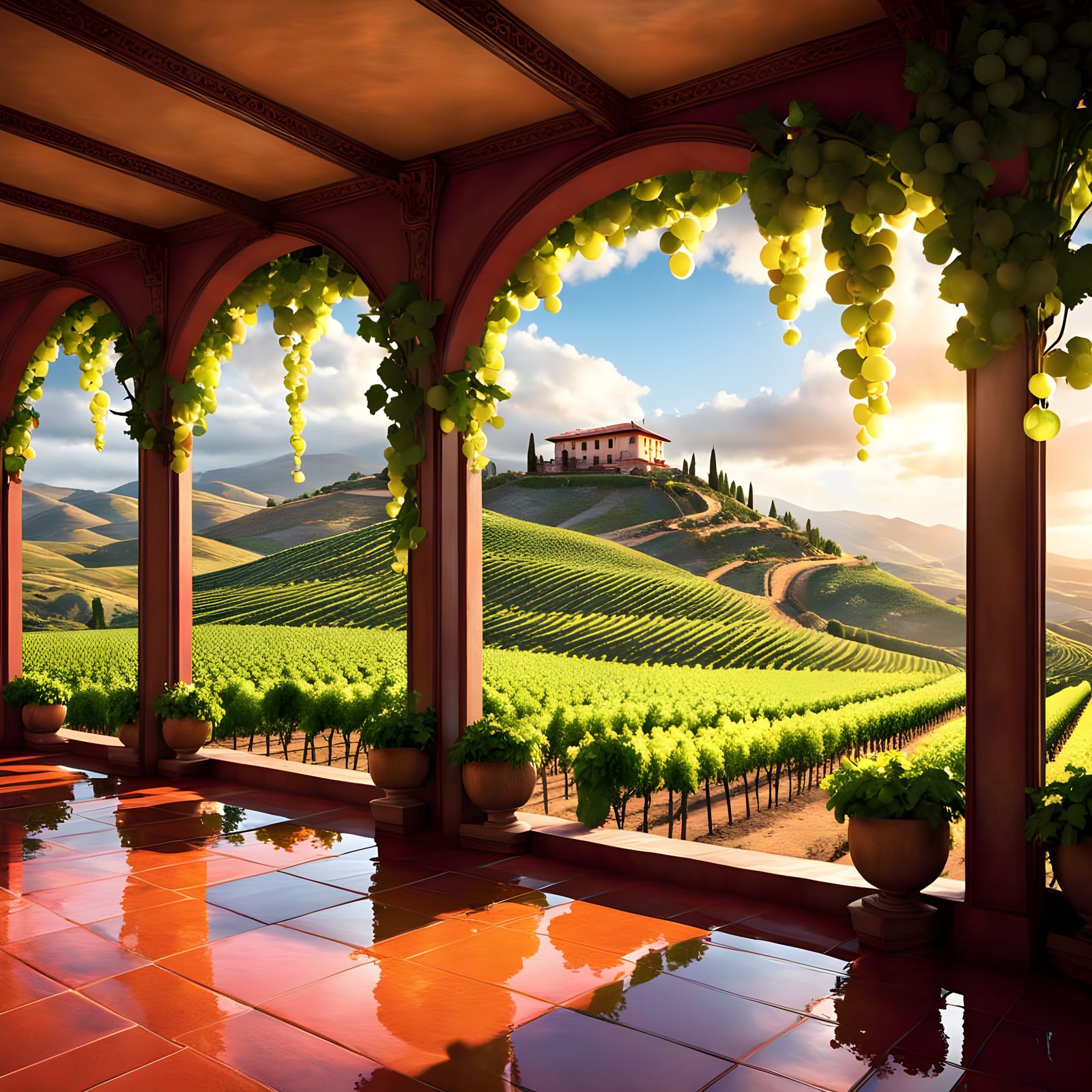 Vineyard Villa at Golden Hour