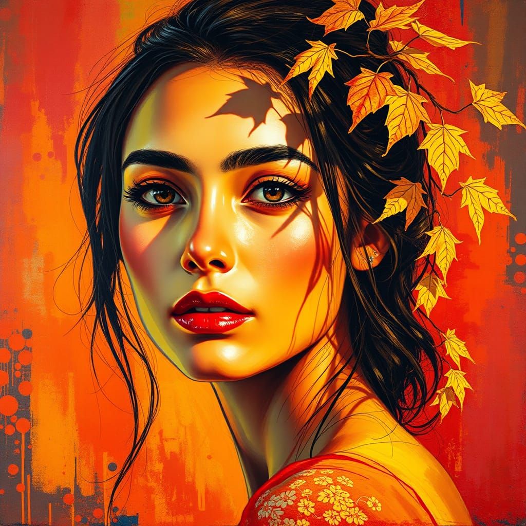 Vibrant Portrait in Abstract Expressionist Style