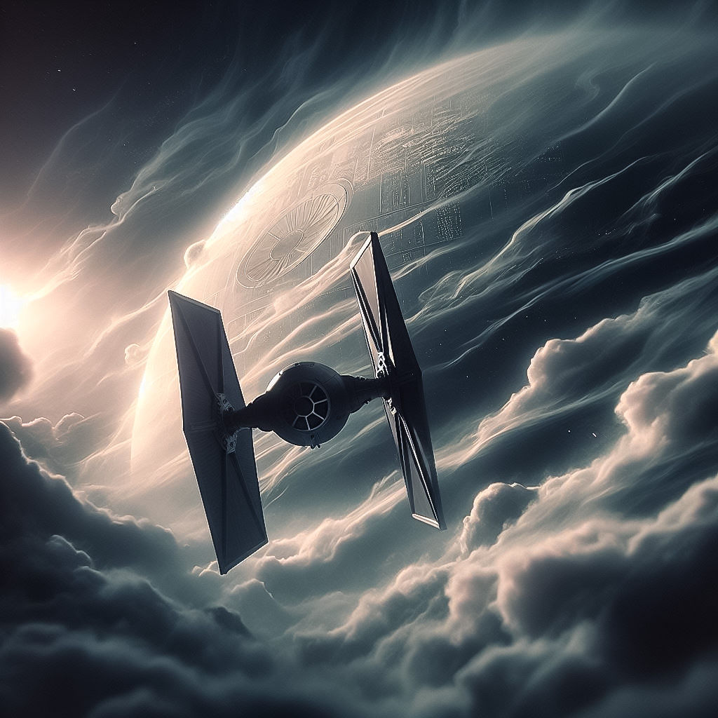 TIE Fighter with Death Star Backdrop