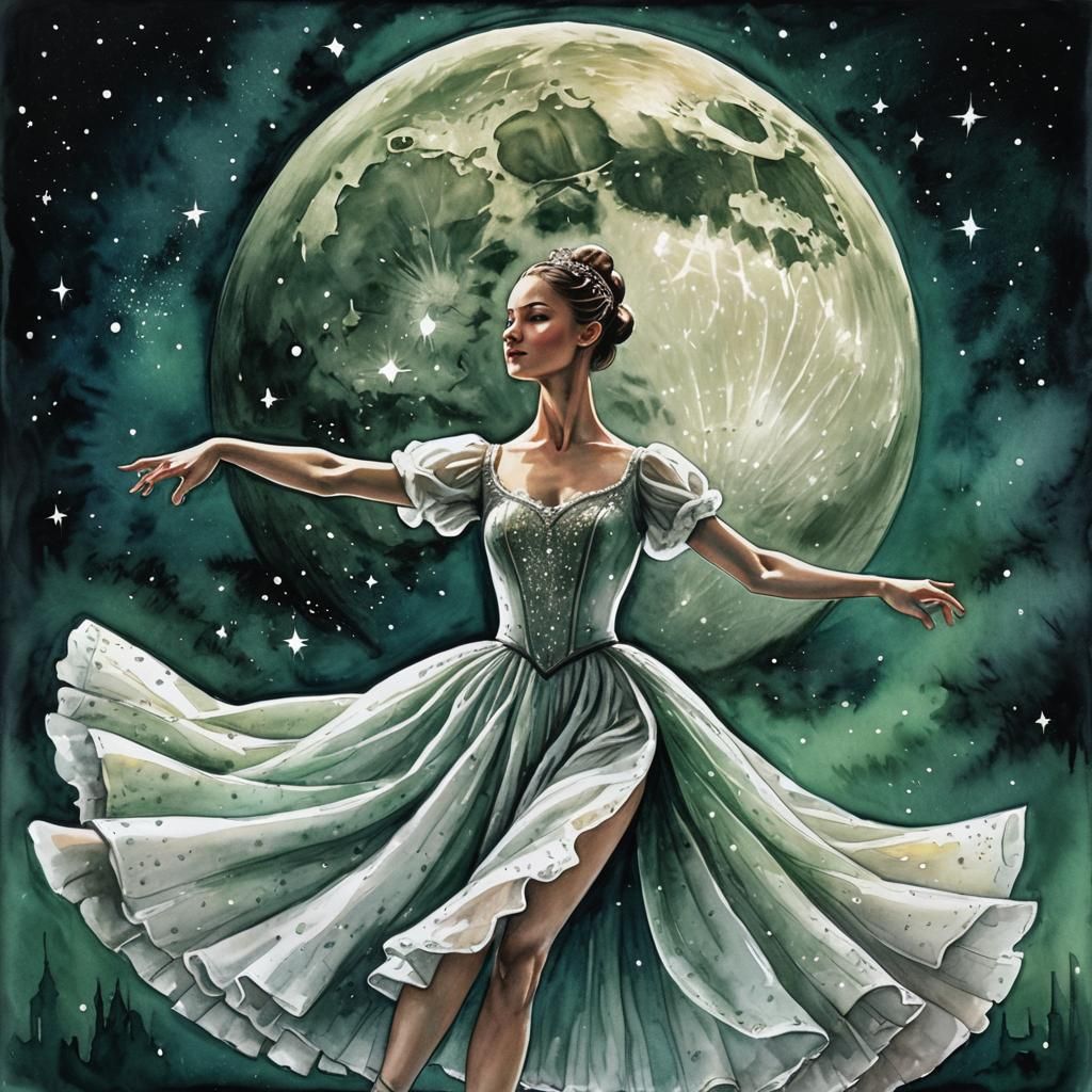 Ballerina under full moon