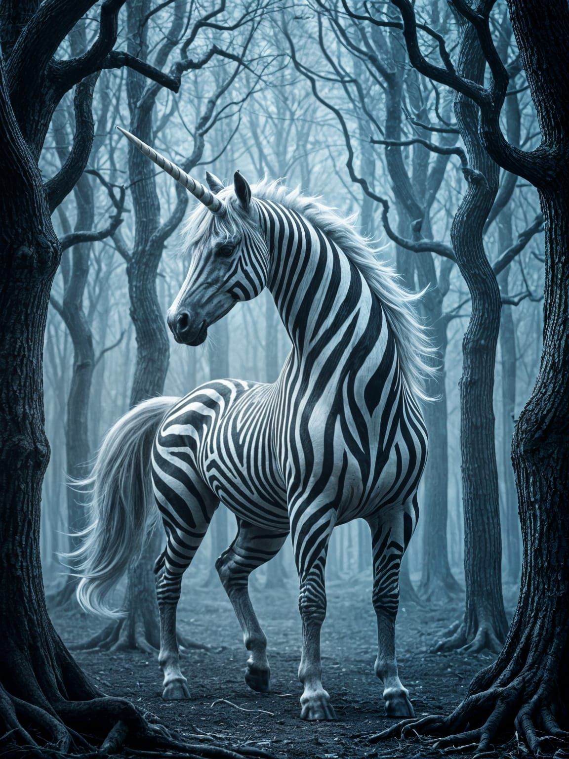Striped unicorn   by @Roswarcus