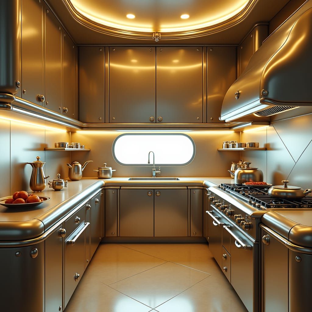 An entirely tin based kitchen AI Generated Artwork NightCafe Creator