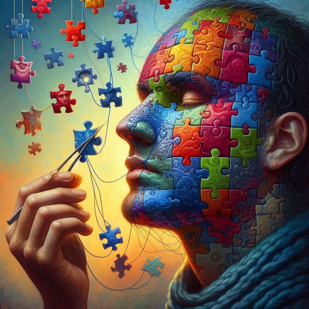 a man with puzzle face