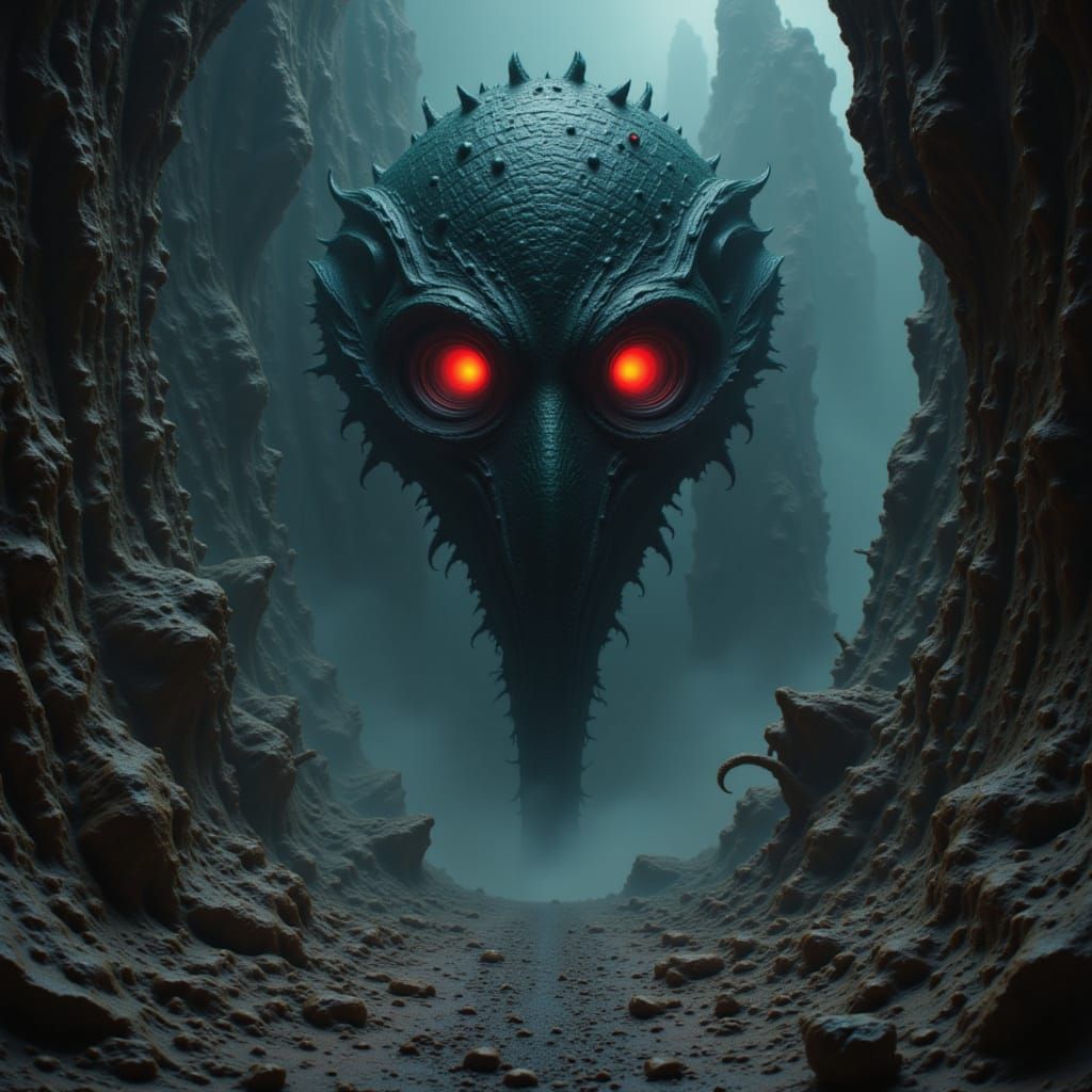 Alien Planet Landscape in Gothic Art Style