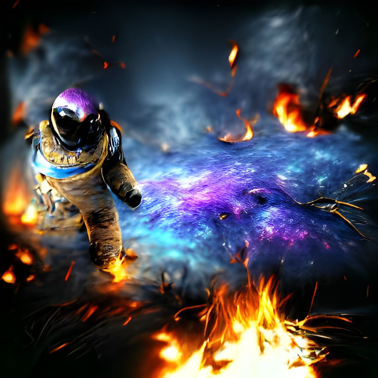 Astronaut on Fire in Space 2