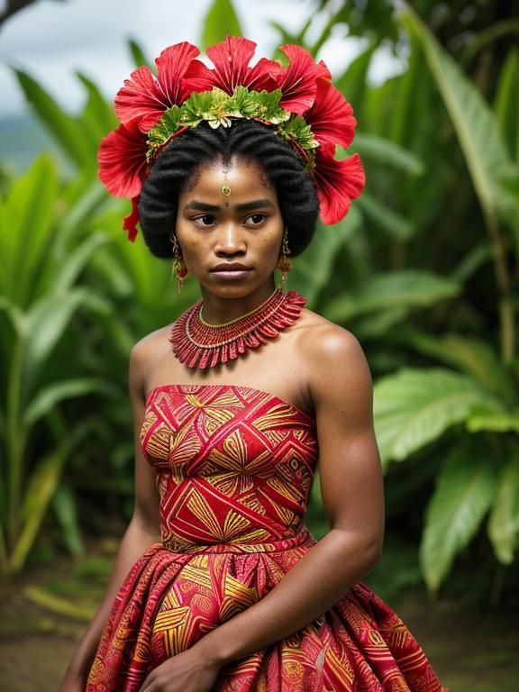 A stunning photograph of a Melanesian princess wearing a contemporary ...