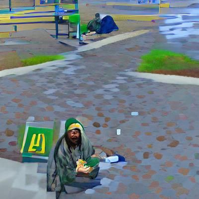 Homeless man has just located a "$5 dollar footlong" and he ...