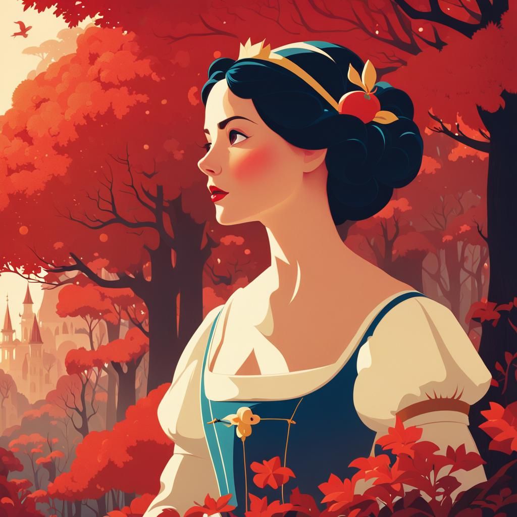 Snow White: Digital Painting in Art Nouveau Style