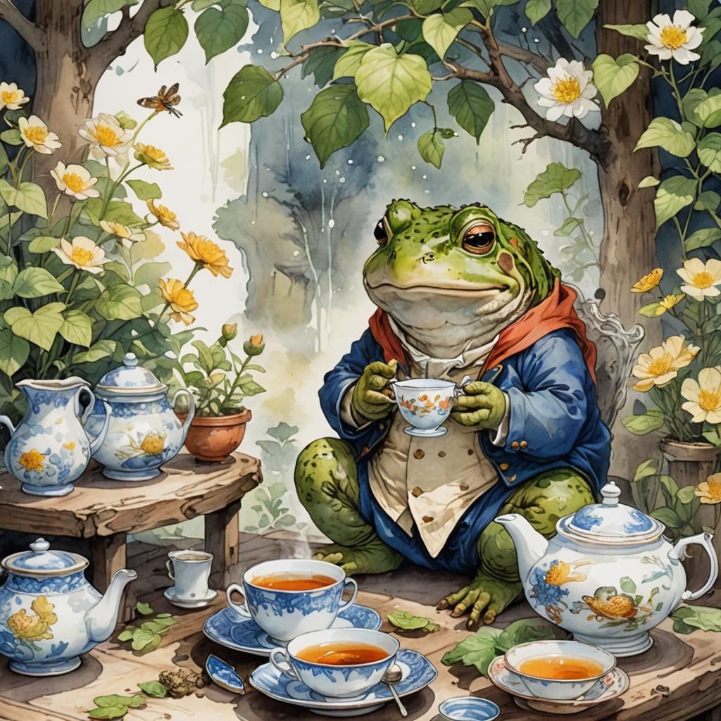 TEATIME WITH MR TOAD  by @WildPoppy