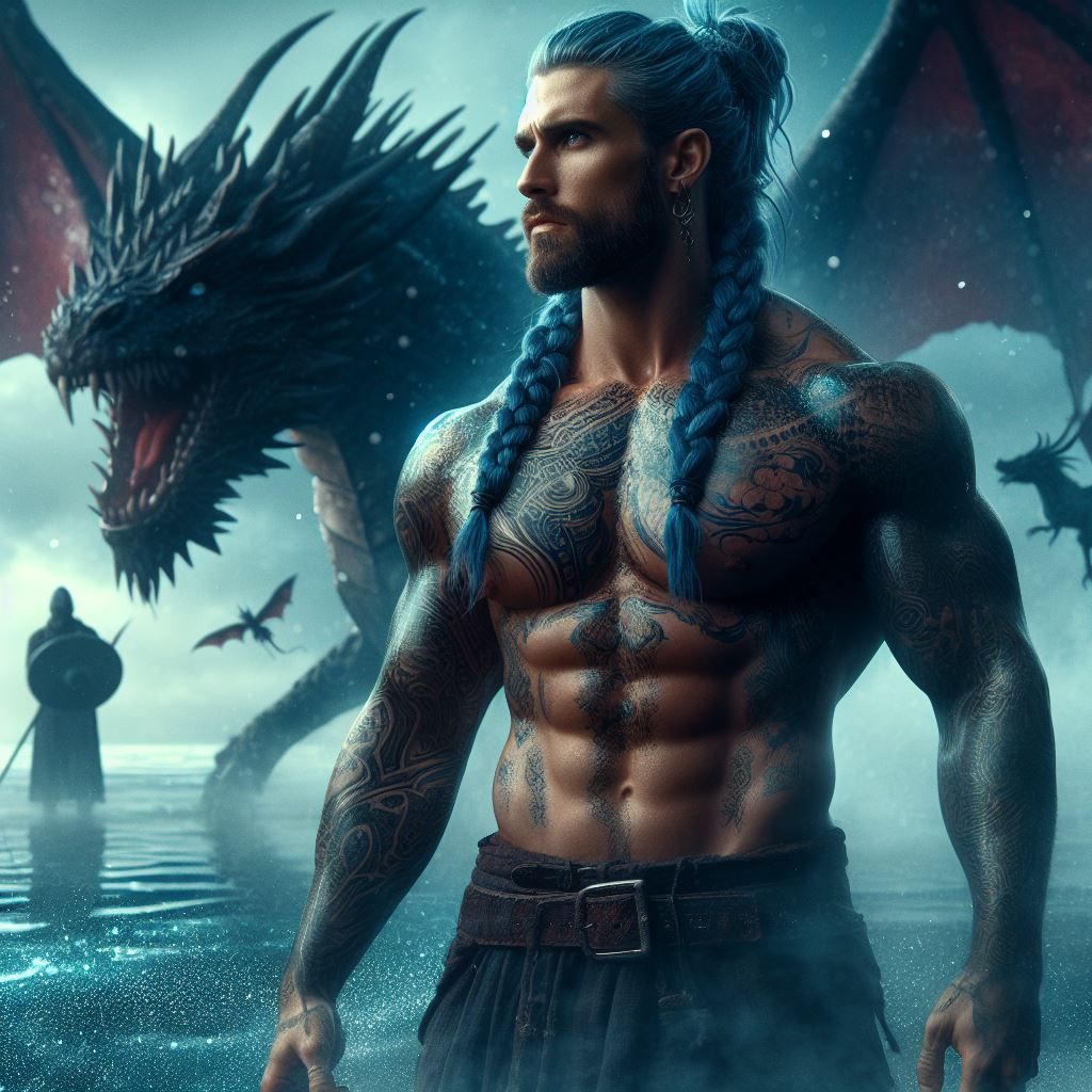 Ocean warrior and his water dragon