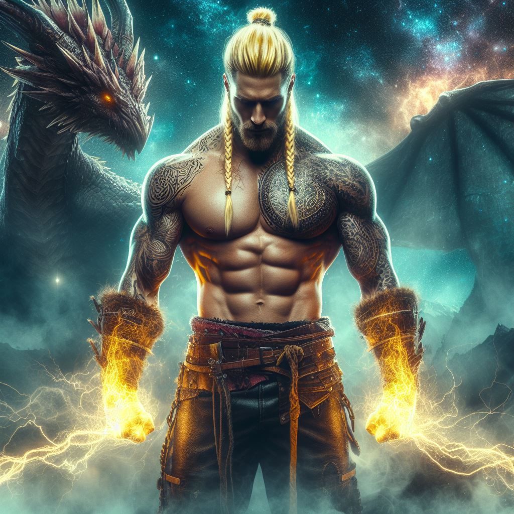 Lightening warrior with his electric dragon