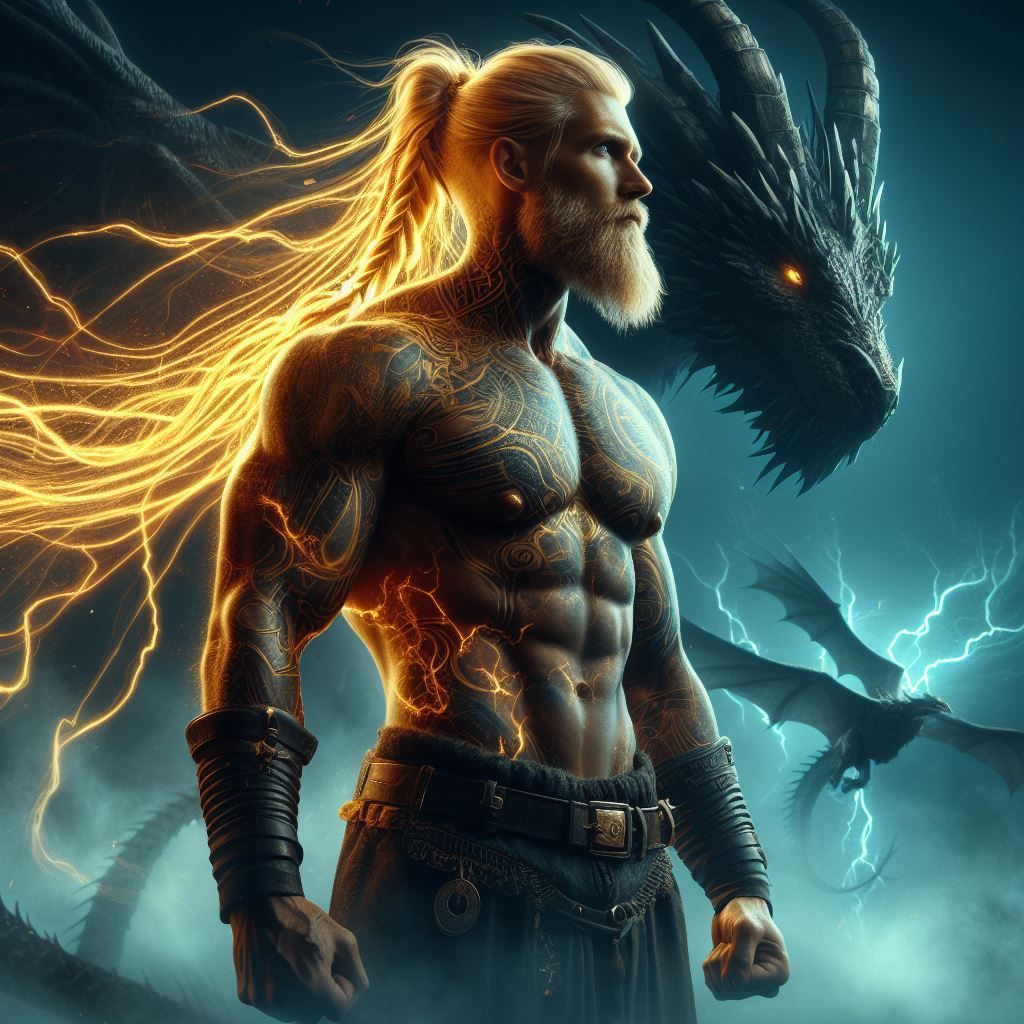 Lightening warrior with his electric dragon 2