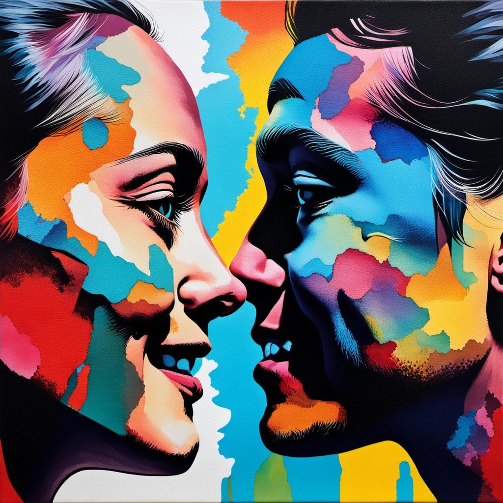 a combination of double exposure techniques on canvas, creat...
