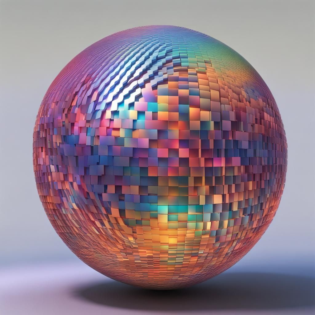 A multidimensional spherical object with colourful layers, h...