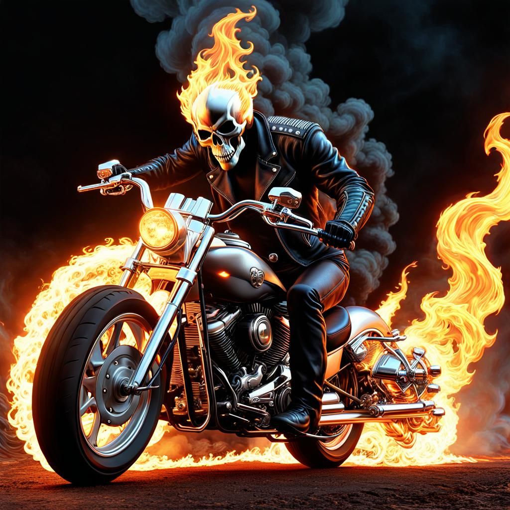 The Ghost Rider wreathed in ethereal flames. - AI Generated Artwork ...