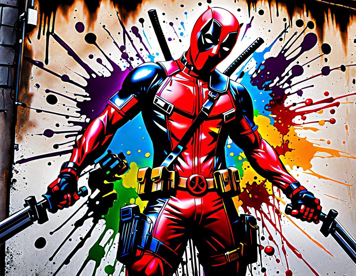 Ink Splatter Deadpool - AI Generated Artwork - NightCafe Creator