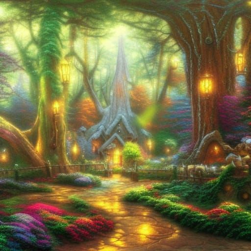 enchanted forest with oak and forest spirits, elmore - AI Generated ...