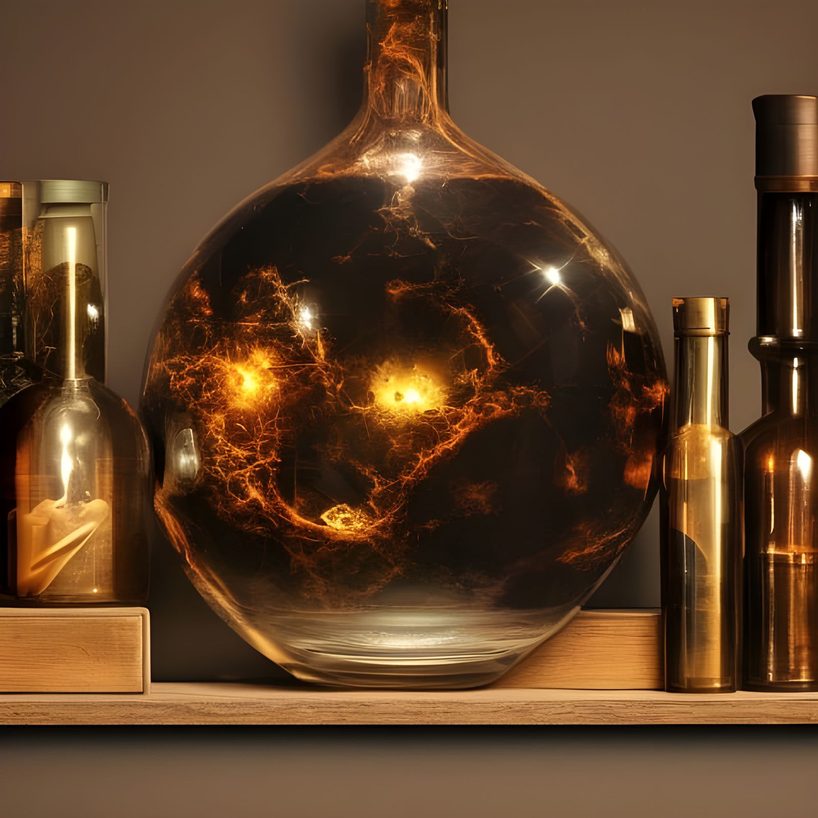 The Universe in a bottle on the alchemist's shelf  by @Berno