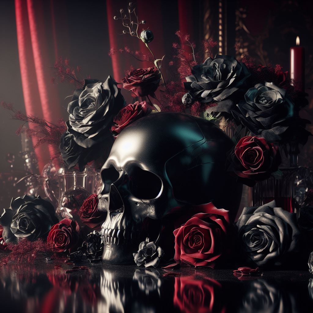 Skull and roses