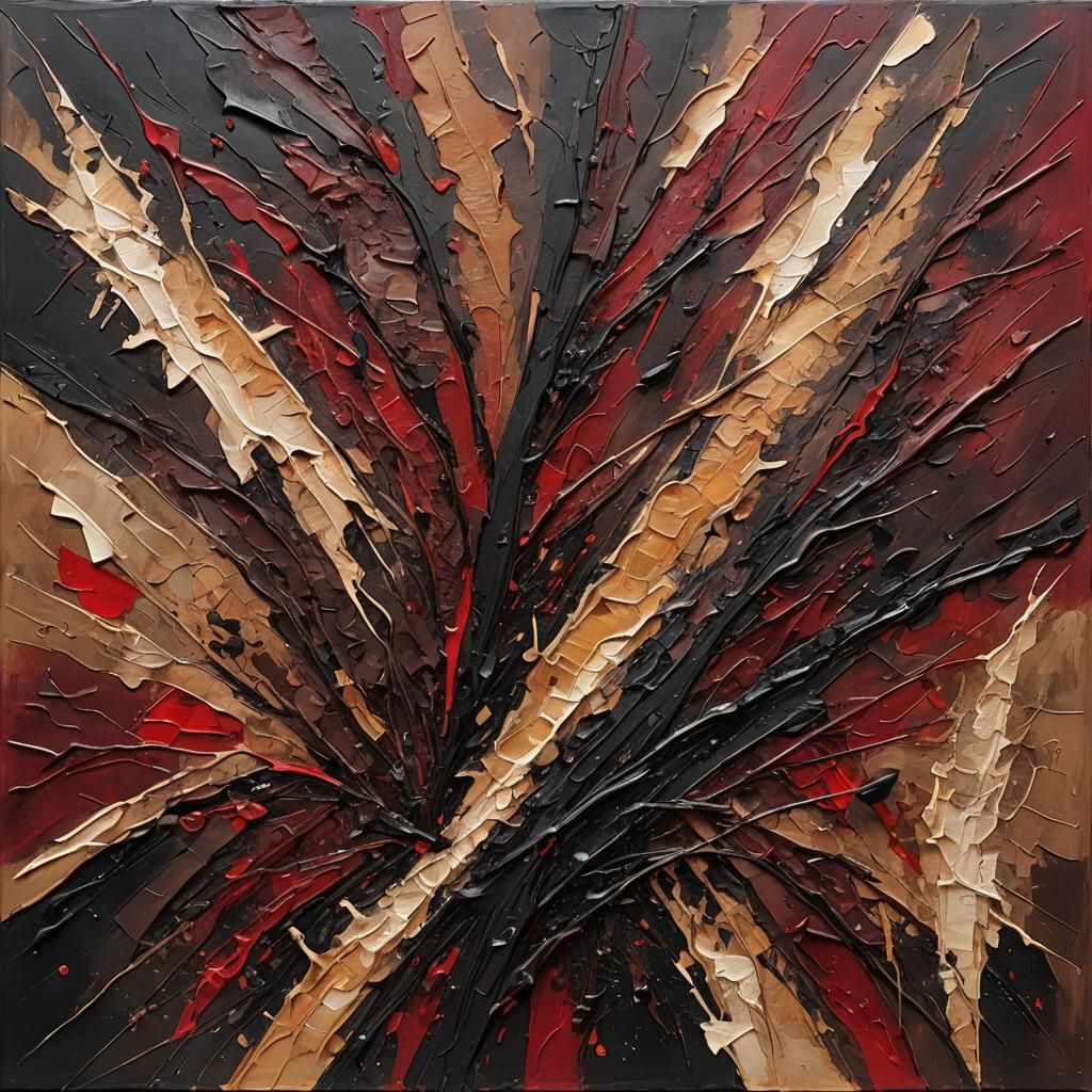 An abstract painting that visually represents the devastatin...
