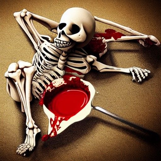 Skeletons Puking Blood: A Macabre Scene