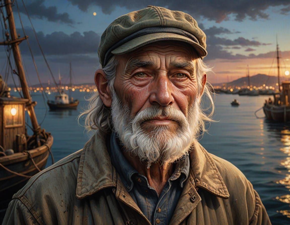 The old fisherman in the harbor