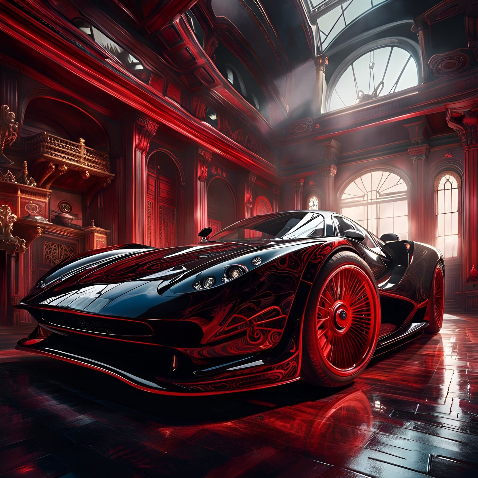 Hop out the Red and Black Whip AI Generated Artwork NightCafe Creator