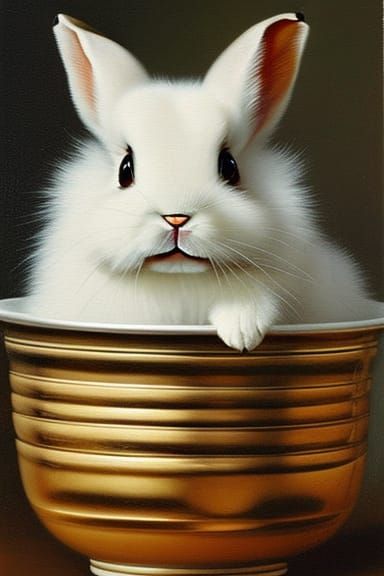 Cute rabbit in a teacup