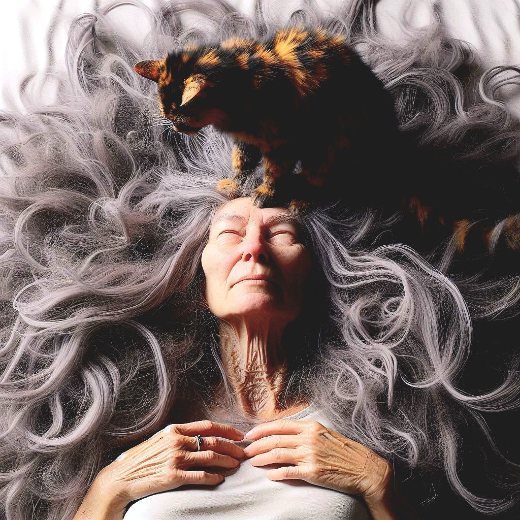 Pretending sleep hoping the cat will get bored