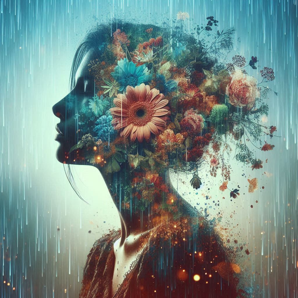 double exposure beautiful fantasy portrait landscape..