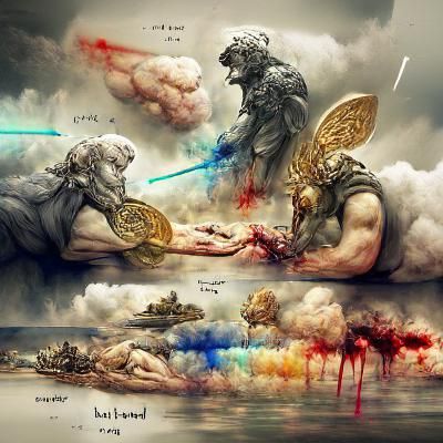 Even the Gods wage war. How could us humans hope to be better? beautiful artwork