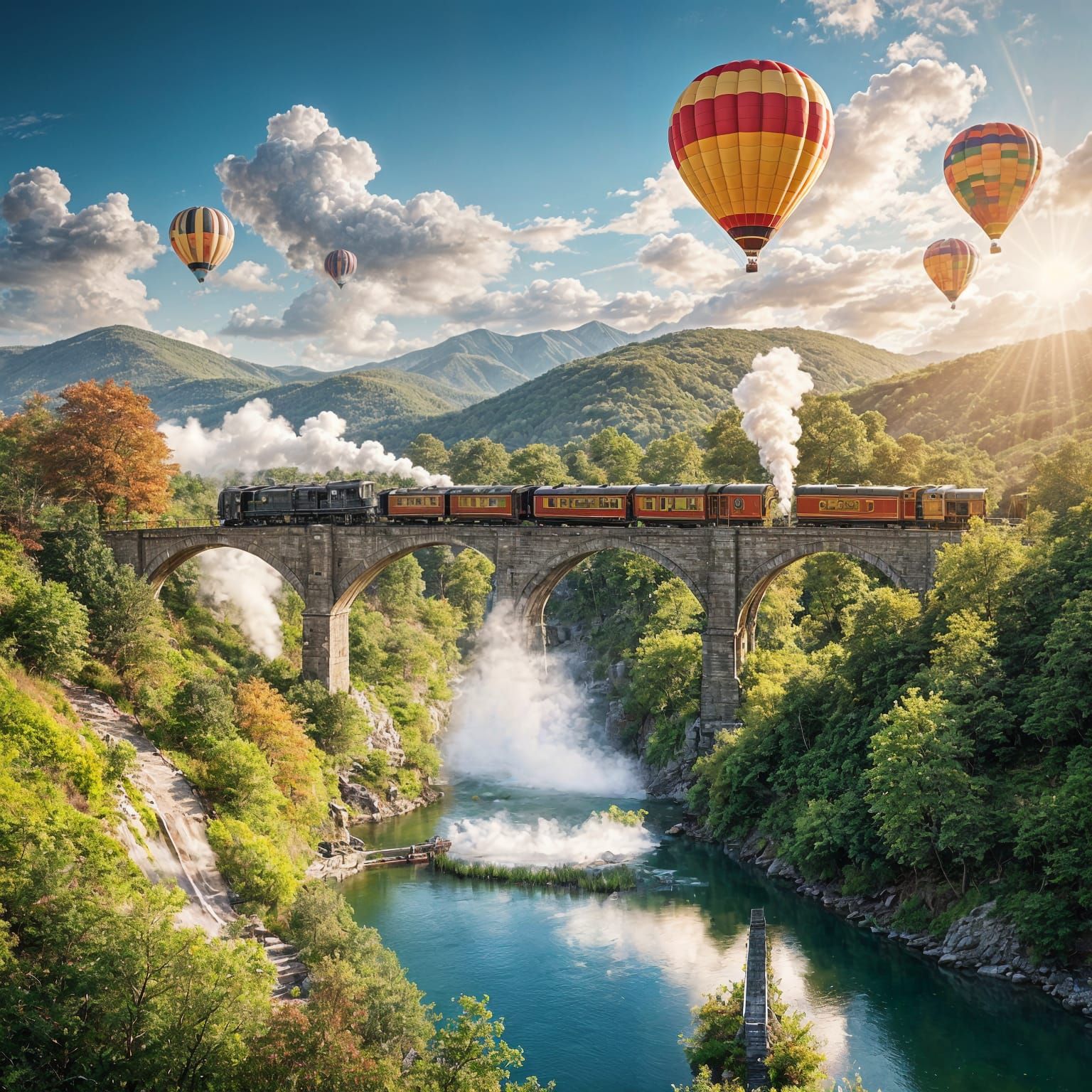 רכבת וכדורים פורחים