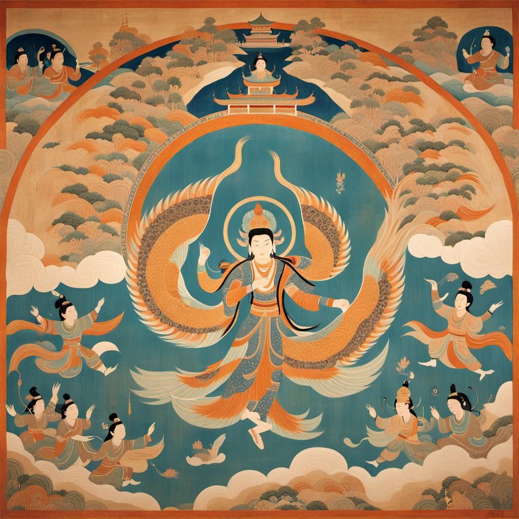 Dunhuang Murals Inspired Flying Deities