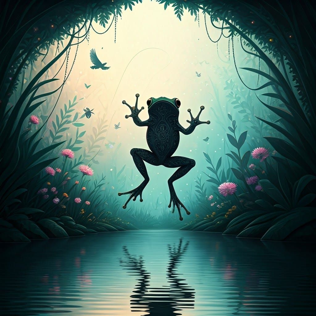 Lace Frog in Mystical Silhouette Art