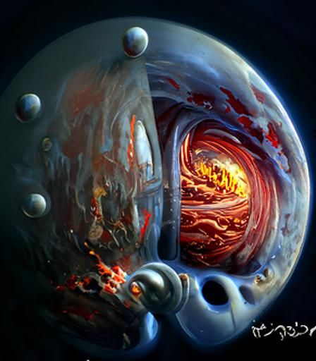 planet molten innercore flung into space as spiral concept a...