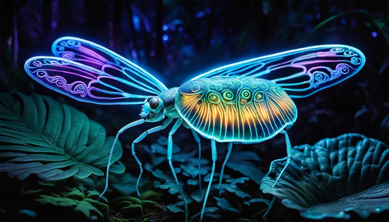 lush jungle by Ernst Haeckel neon glow