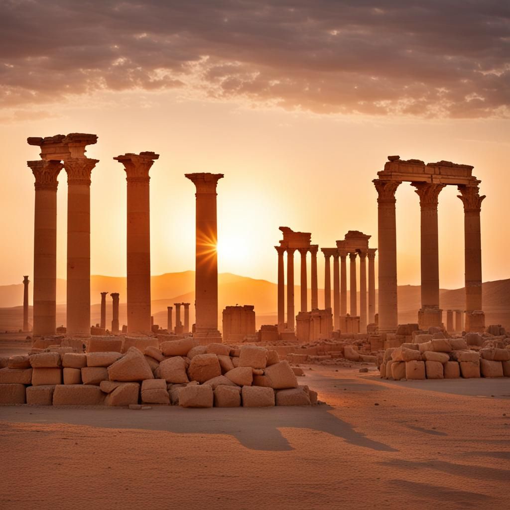 Palmyra desert sunset 