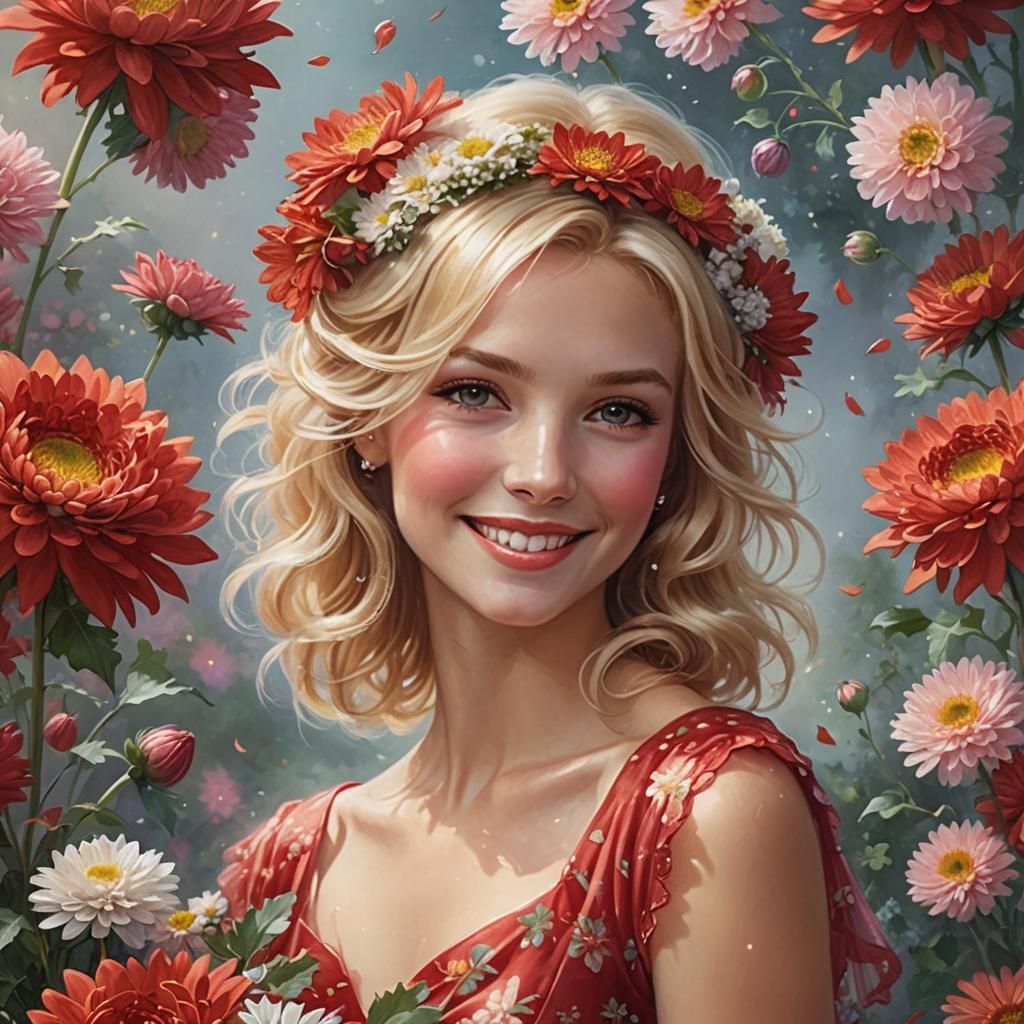 Lovely girl in flowers