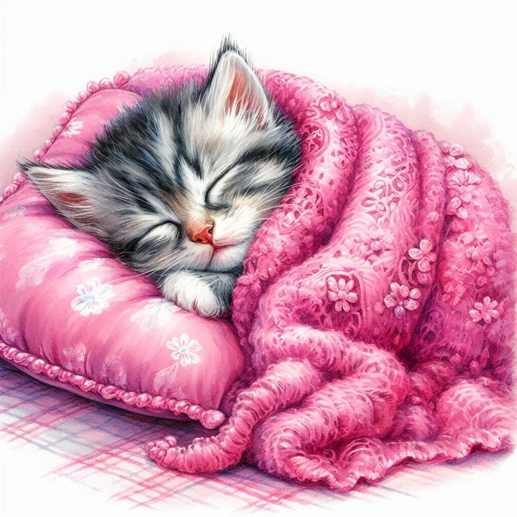 Kitten Wrapped in Pink