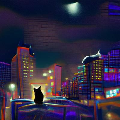 cat in night city - AI Generated Artwork - NightCafe Creator