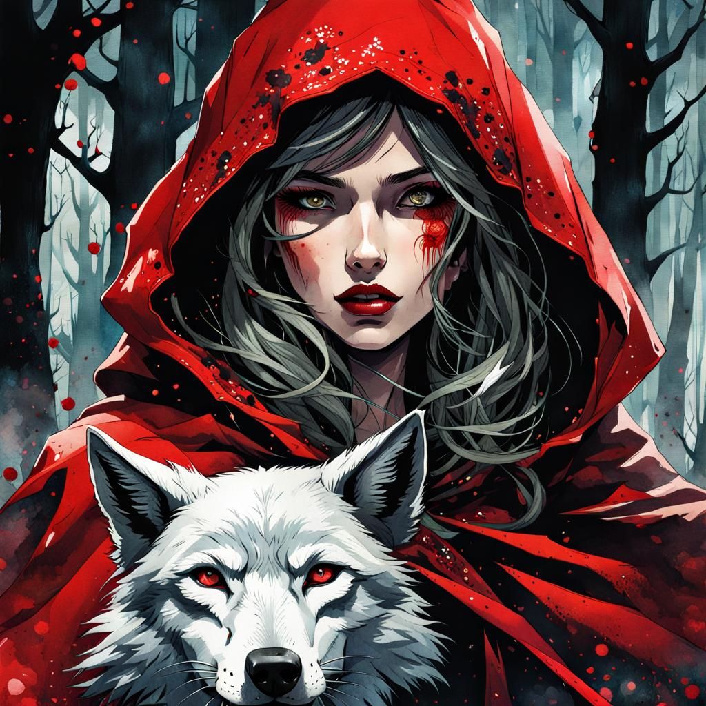 Dark Red Riding Hood - AI Generated Artwork - NightCafe Creator