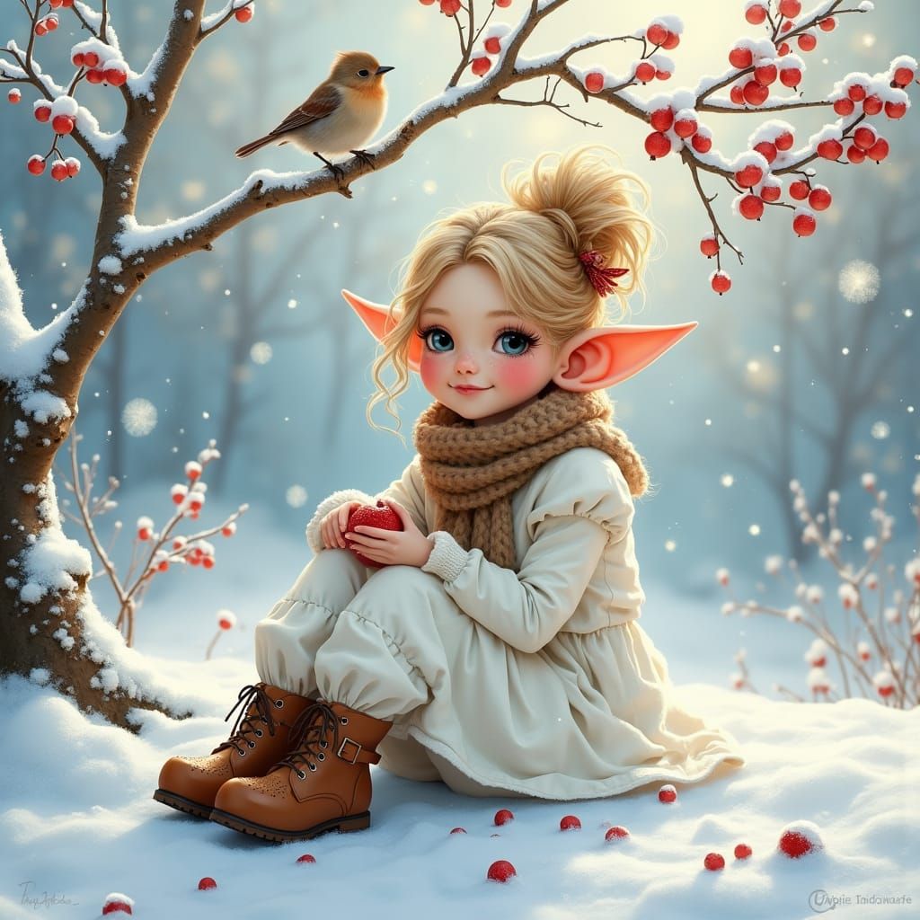 <lora:Winter Forrest:1.0> Elf