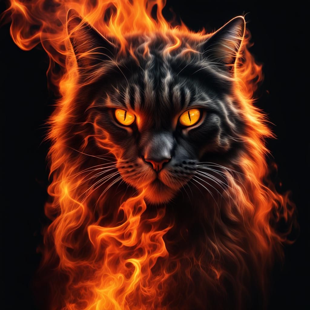Flaming cat  by @Ghosty