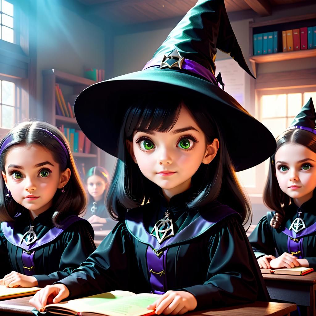Witches Excitedly Waiting for Class to Begin