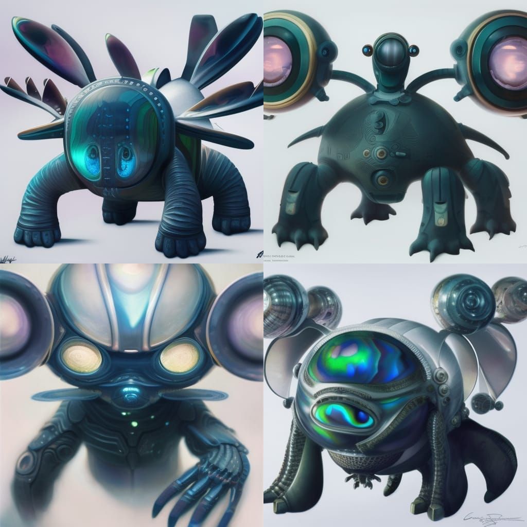 retro-futurism adorable alien creature wearing armor