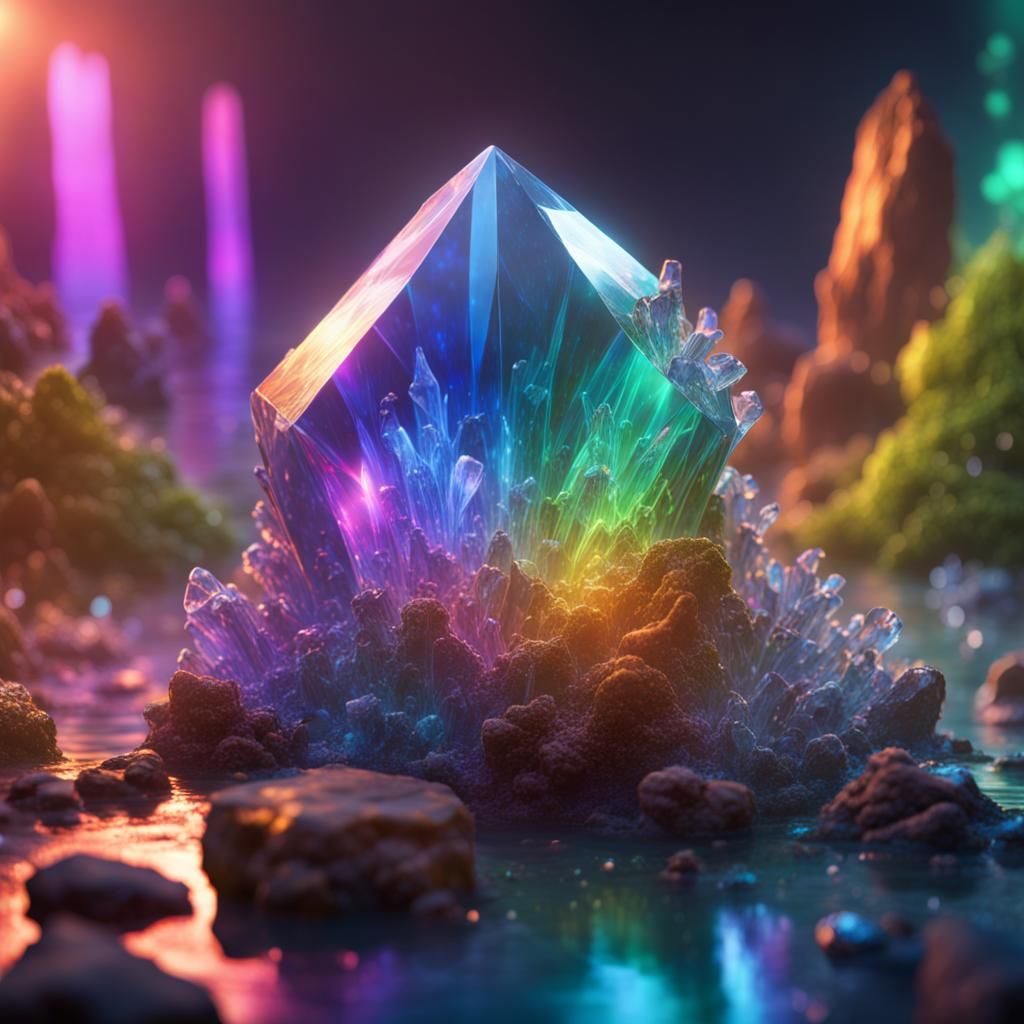 rainbow Crystal shimmered with a revitalized glow - AI Generated ...