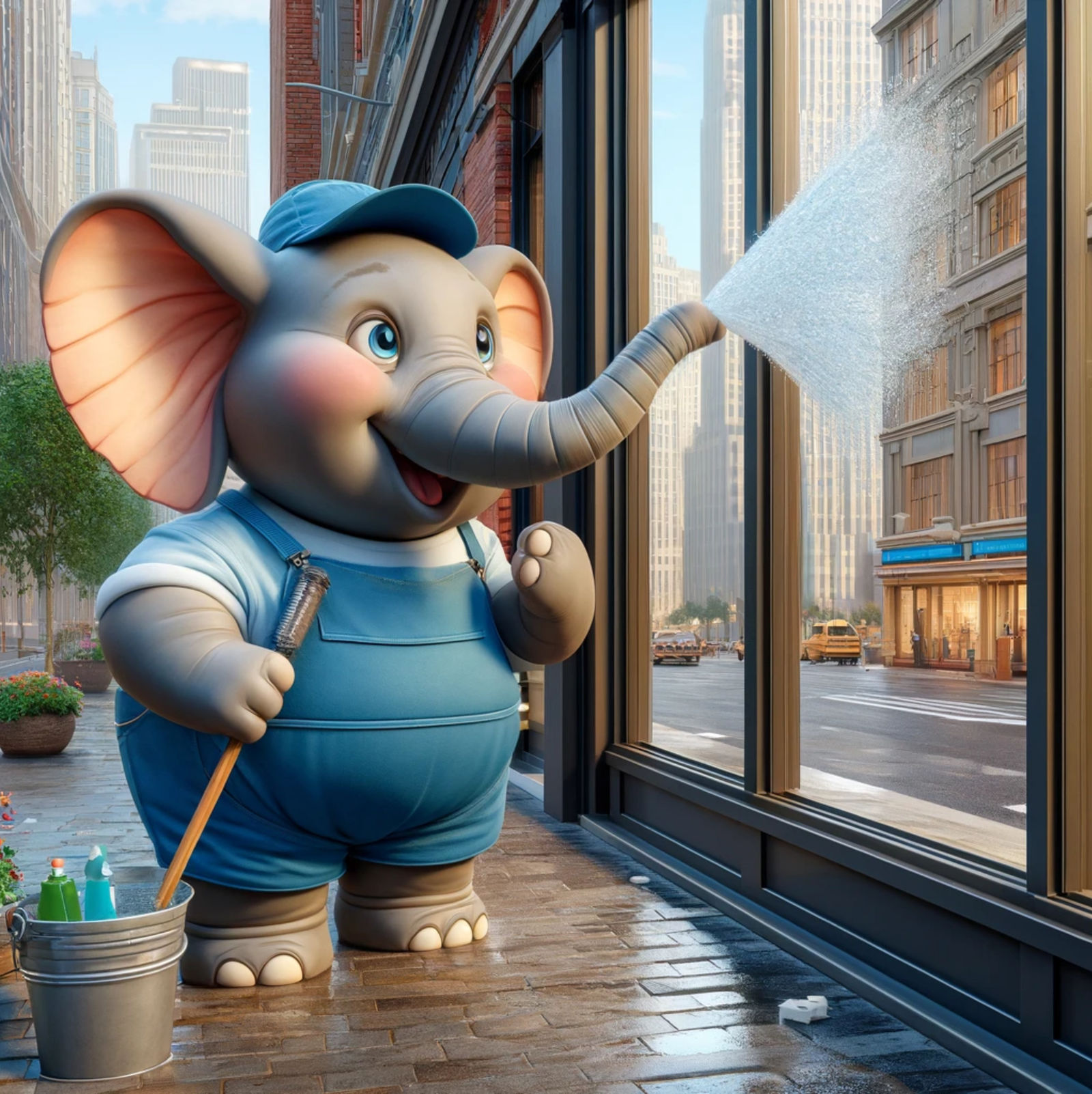 Elephant window-washer